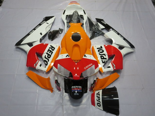 2003-2004 Honda CBR600RR Motorcycle Fairings - Orange White Red Glossy Black Repsol Canada