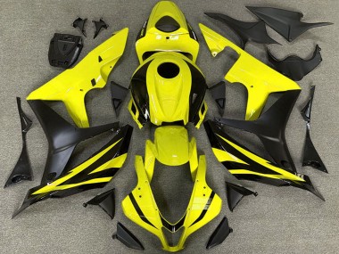 2007-2008 Honda CBR600RR Motorcycle Fairings - Yellow Matte Black OEM Style Canada