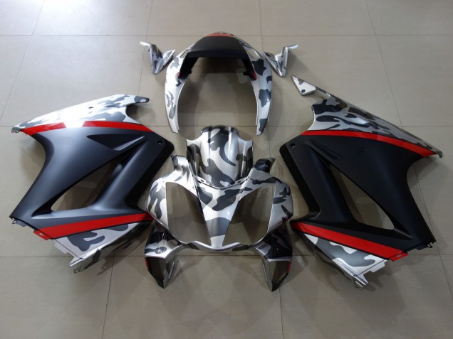 2002-2013 Honda VFR 800 Motorcycle Fairings - Grey Camouflage Red Matte Black Canada