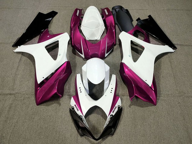 2007-2008 Suzuki GSXR 1000 Motorcycle Fairings - White Pink Black Canada