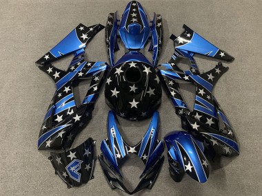 2007-2008 Suzuki GSXR 1000 Motorcycle Fairings - Blue Glossy Black Star Canada