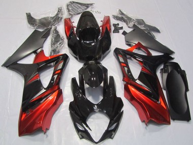 2007-2008 Suzuki GSXR 1000 Motorcycle Fairings - Glossy Black Red Canada