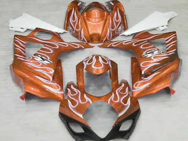 2007-2008 Suzuki GSXR 1000 Motorcycle Fairings - Orange White Flame Canada