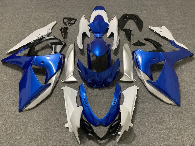 2009-2016 Suzuki GSXR 1000 Motorcycle Fairings - White Silver Blue Canada