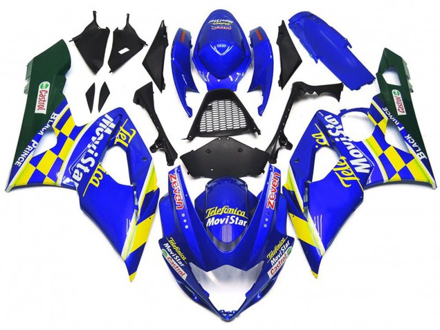 2005-2006 Suzuki GSXR 1000 Motorcycle Fairings - Blue Yellow Green MoviStar Castrol Canada