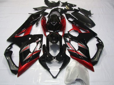 2005-2006 Suzuki GSXR 1000 Motorcycle Fairings - Glossy Black Red Flare Canada