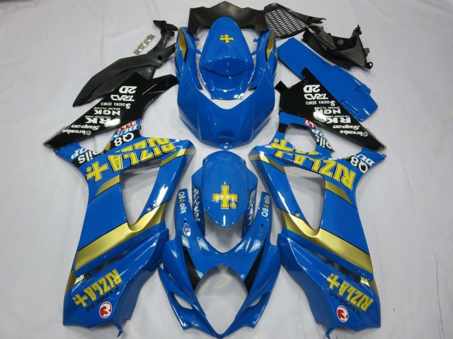 2007-2008 Suzuki GSXR 1000 Motorcycle Fairings - Blue Gold Black Rizla Canada