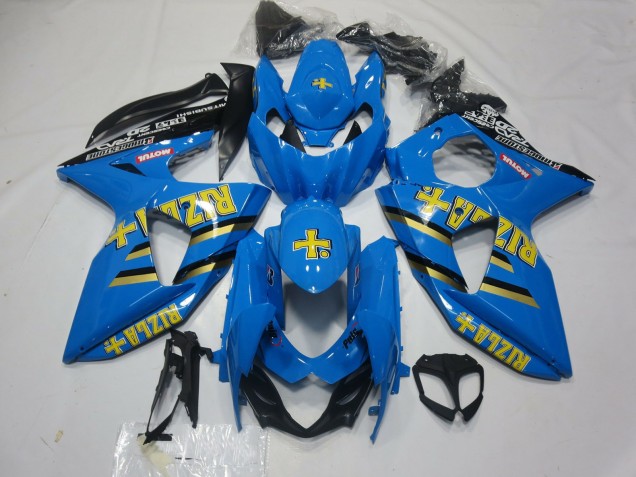 2009-2016 Suzuki GSXR 1000 Motorcycle Fairings - Blue Gold Black Rizla Canada