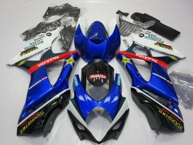 2007-2008 Suzuki GSXR 1000 Motorcycle Fairing - White Blue Red Black Rockstar Canada