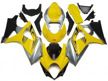 2007-2008 Suzuki GSXR 1000 Motorcycle Fairings - Yellow Silver Black OEM Style Canada