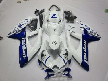 2008-2010 Suzuki GSXR 600 / GSXR 750 Motorcycle Fairings - White Blue Jordan Canada