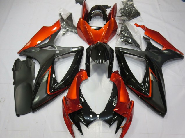 2006-2007 Suzuki GSXR 600 / GSXR 750 Motorcycle Fairings - Burnt Orange Grey Glossy Black Canada