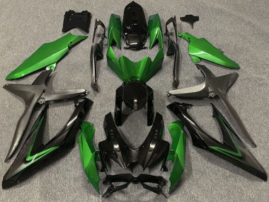 2008-2010 Suzuki GSXR 600 / GSXR 750 Motorcycle Fairings - Green Grey Glossy Black Canada