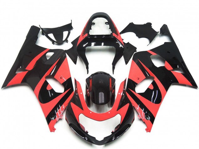 2001-2003 Suzuki GSXR 600 / GSXR 750 Motorcycle Fairings - Light Red Glossy Black OEM Style Canada