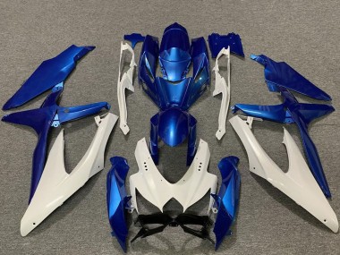 2008-2010 Suzuki GSXR 600 / GSXR 750 Motorcycle Fairings - White Blue Canada