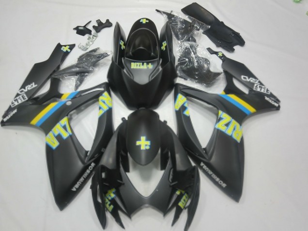 2006-2007 Suzuki GSXR 600 / GSXR 750 Motorcycle Fairings - Matte Black Blue Yellow Rizla Canada