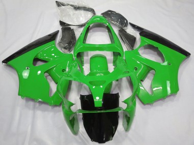 2000-2002 Kawasaki ZX6R Motorcycle Fairings - Green Glossy Black Canada
