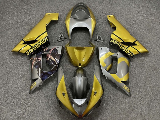 2005-2006 Kawasaki ZX6R Motorcycle Fairings - Gold Silver Canada