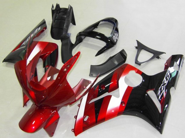 2003-2004 Kawasaki ZX6R Motorcycle Fairings - Red White Glossy Black Canada