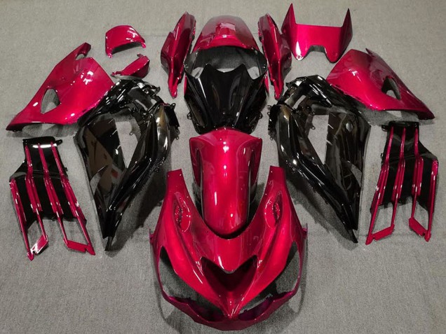 2012-2024 Kawasaki ZX14R ZZR1400 Motorcycle Fairings - Red Glossy Black Canada