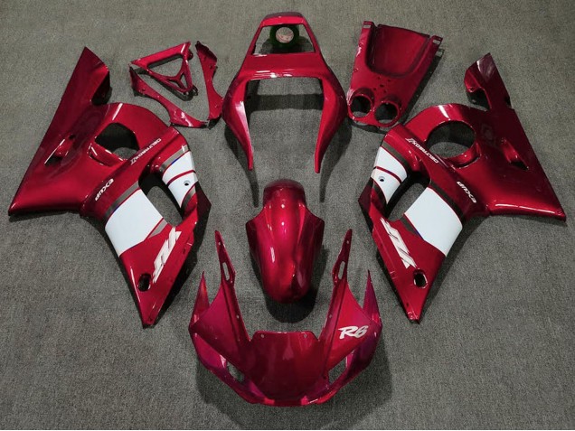 1998-2002 Yamaha R6 Motorcycle Fairing - Red White Canada