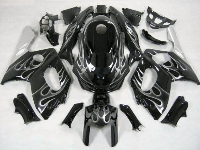 1996-2007 Yamaha YZF600R Thundercat Motorcycle Fairings - Glossy Black Silver Flame Canada