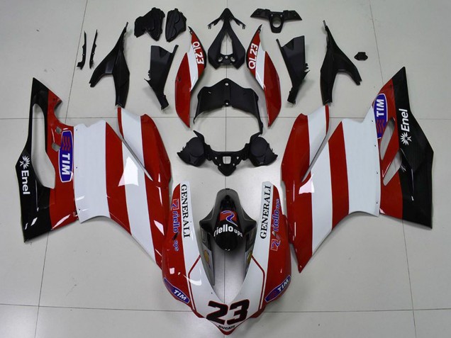 2015-2020 Ducati 959 1299 Motorcycle Fairings - White Red Glossy Black Generali Tim 23 Canada