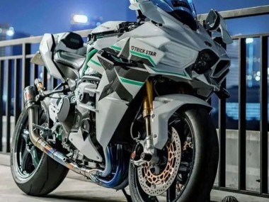 2015-2022 Kawasaki Ninja H2 Motorcycle Fairings - White with Green Lines Canada