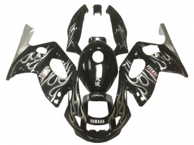 1996-2007 Yamaha YZF600R Thundercat Motorcycle Fairings - Glossy Black Silver Flame Canada