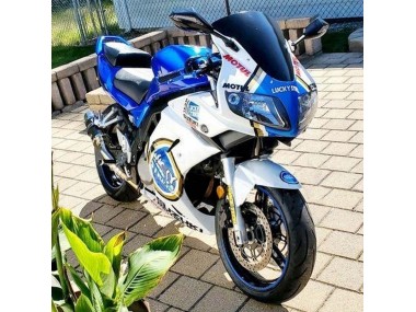 2003-2013 Suzuki SV650 Motorcycle Fairings - White Blue Lucky Strike Motul Canada