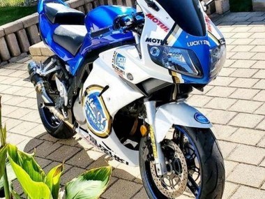 2003-2013 Suzuki SV650 Motorcycle Fairings - White Blue Lucky Strike Motul Canada