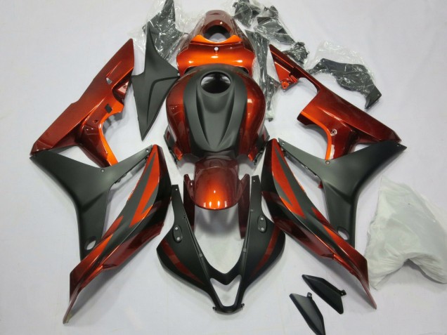2007-2008 Honda CBR600RR Motorcycle Fairing Kits - Orange Matte Black Canada
