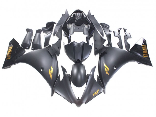 2012-2014 Yamaha YZF 1000 R1 Motorcycle Fairings - Matte Black Gold Decals Canada