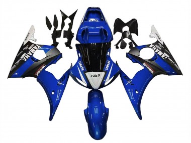 2006-2009 Yamaha YZF R6S Motorcycle Fairings - Blue White Glossy Black Yamalube Canada