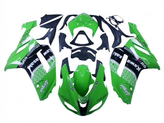 2007-2008 Kawasaki ZX6R Motorcycle Fairings - Green Black Ninja Canada