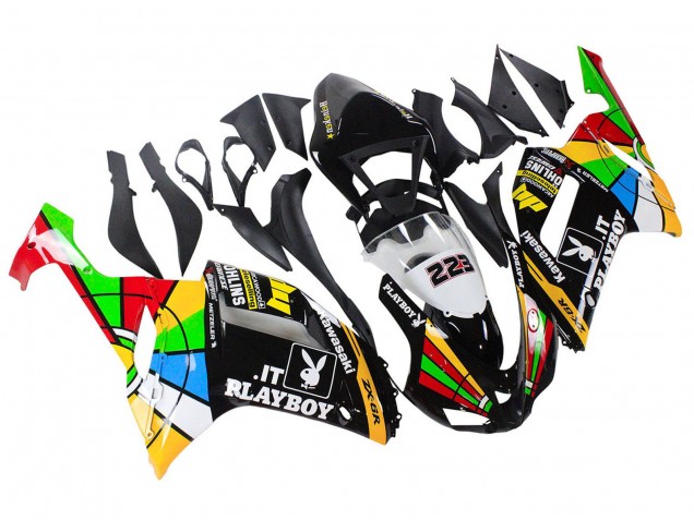 2007-2008 Kawasaki ZX6R Motorcycle Fairings - Colorful Playboy 223 Canada