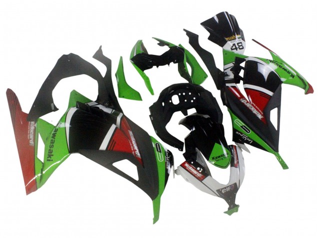 2013-2024 Kawasaki EX300 Motorcycle Fairings - Green White Red Black Elf Canada