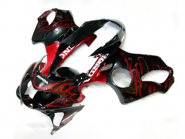 1999-2000 Honda CBR600 F4 Motorcycle Fairings - Glossy Black Red Flame Canada