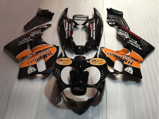 1992-1993 Honda CBR900RR 893 Motorcycle Fairings - Glossy Black Orange Hm Plant Canada