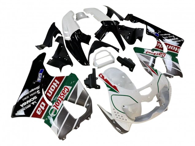 1996-1997 Honda CBR900RR 893 Motorcycle Fairings - White Green Grey Glossy Black Castrol Canada