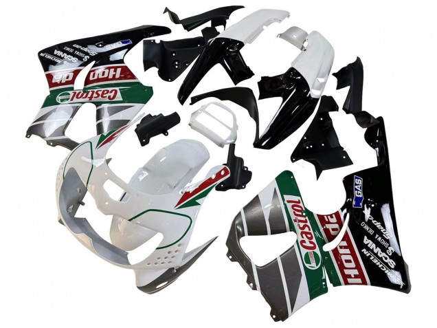 1996-1997 Honda CBR900RR 893 Motorcycle Fairings - White Green Grey Glossy Black Castrol Canada