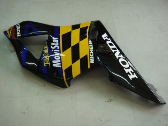 2002-2003 Honda CBR900RR 954 Motorcycle Fairings - Blue Yellow Glossy Black Telefonica MoviStar Castrol Canada