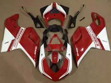 2007-2014 Ducati 848 Motorcycle Fairings - White Red Corse Canada