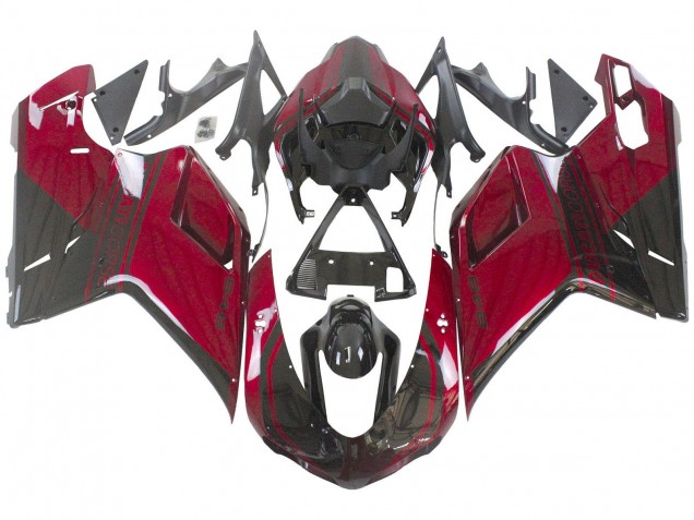 2007-2014 Ducati 848 Motorcycle Fairing - Red Glossy Black Canada