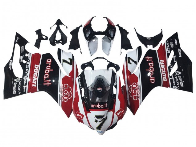 2011-2014 Ducati Panigale 899/1199 Motorcycle Fairings - White Red Glossy Black Aruba.it 7 Canada