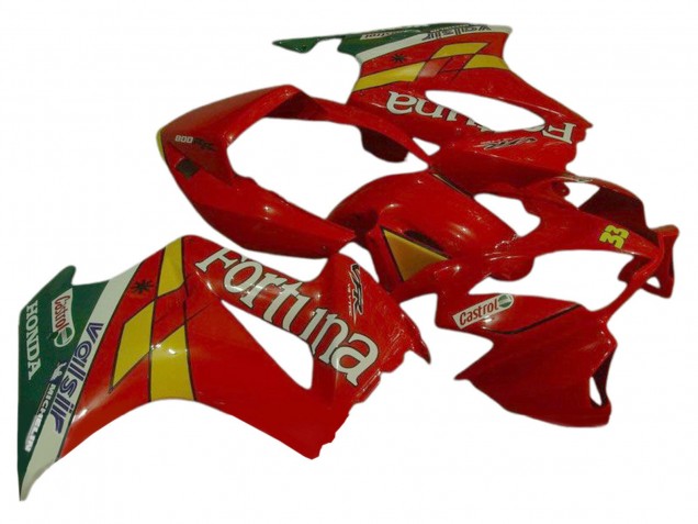 2002-2013 Honda VFR 800 Motorcycle Fairings - Red Yellow Green Fortuna Castrol Valsir 33 Canada