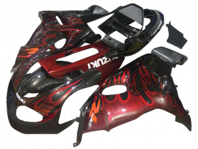 1998-2003 Suzuki TL1000R Motorcycle Fairings - Glossy Black Red Flame Canada