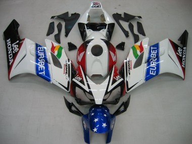 2004-2005 Honda CBR1000RR Motorcycle Fairings - White Blue Red Glossy Black Star EuroBet Lee Canada
