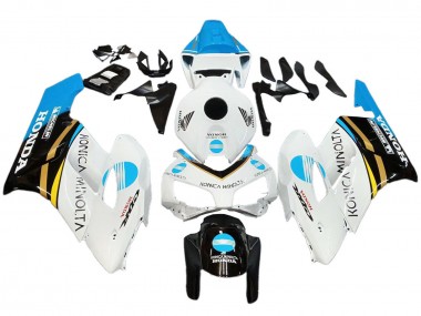 2004-2005 Honda CBR1000RR Motorcycle Fairings - White Light Blue Yellow Black Konica Minolta Canada