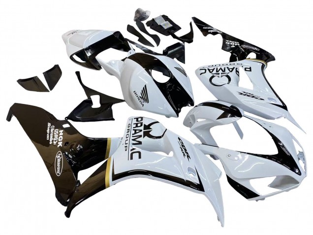 2006-2007 Honda CBR1000RR Motorcycle Fairings - White Glossy Black Pramac Canada